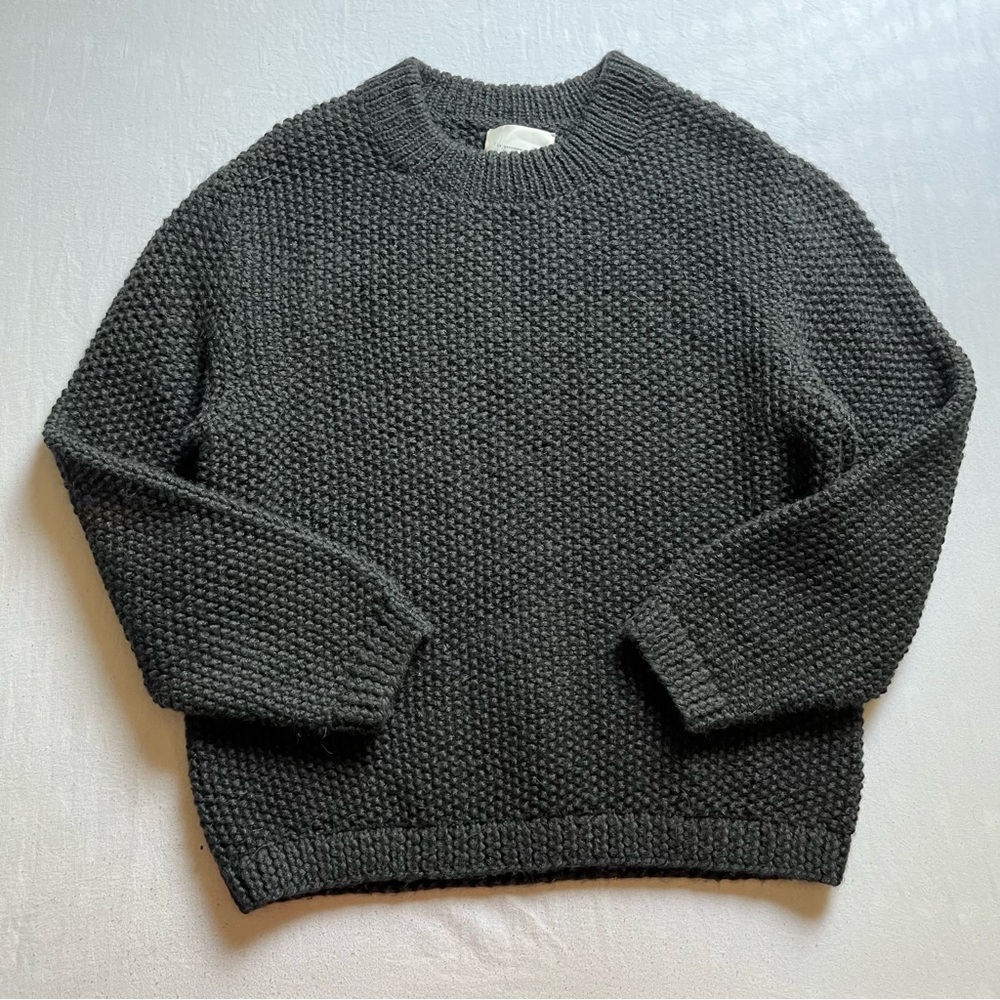 La Garconne Moderne grey chunky knit crew neck long sleeve pullover sweater